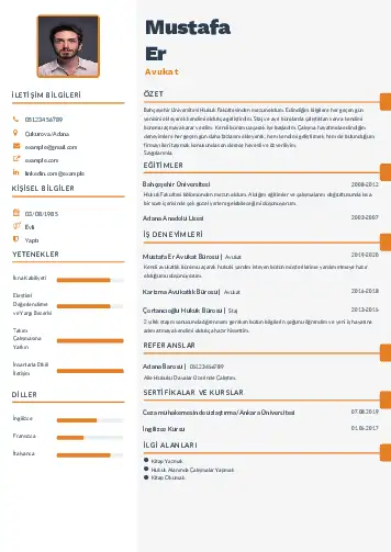 Avukat Cv Örnekleri cv indir